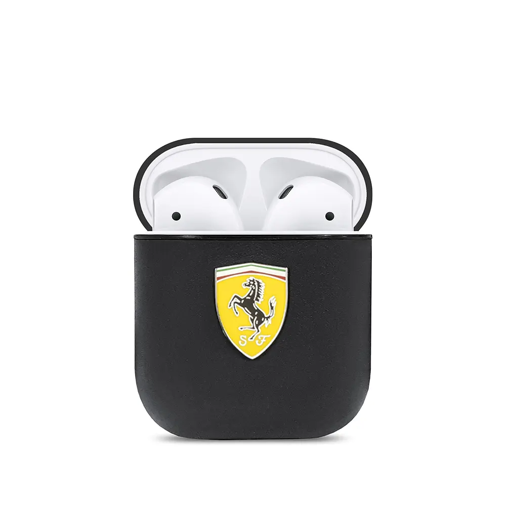 AirPods Kılıfı Ferrari Lisanslı PU Deri Metal Logolu - Scuderia Ferrari