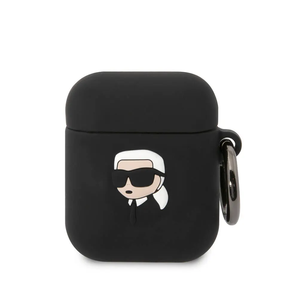 AirPods 1. ve 2. Nesil Uyumlu Silikon Kılıf - Karl Lagerfeld Karl 3D