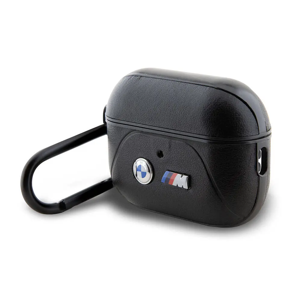 AirPods Pro 2 Uyumlu BMW Lisanslı PU Deri Kılıf, Çift Metal Logo