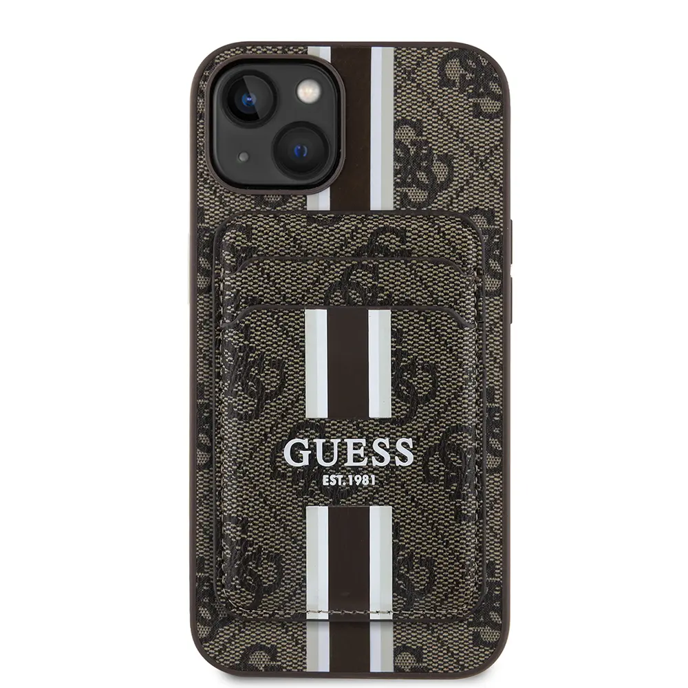iPhone 14 MagSafe Uyumlu Kartlıklı Kılıf - Guess 4G Desenli