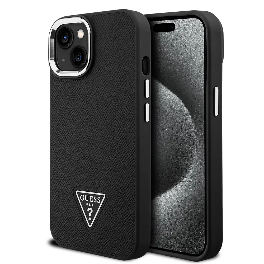 iPhone 14 MagSafe Uyumlu Grained Triangle Kılıf - Guess Lisanslı