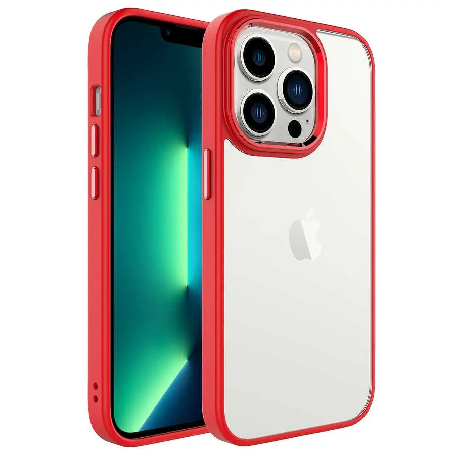 iPhone 14 Pro Şeffaf Arka Yüzeyli Renkli Kenar Kılıf - Zore Krom Kapak
