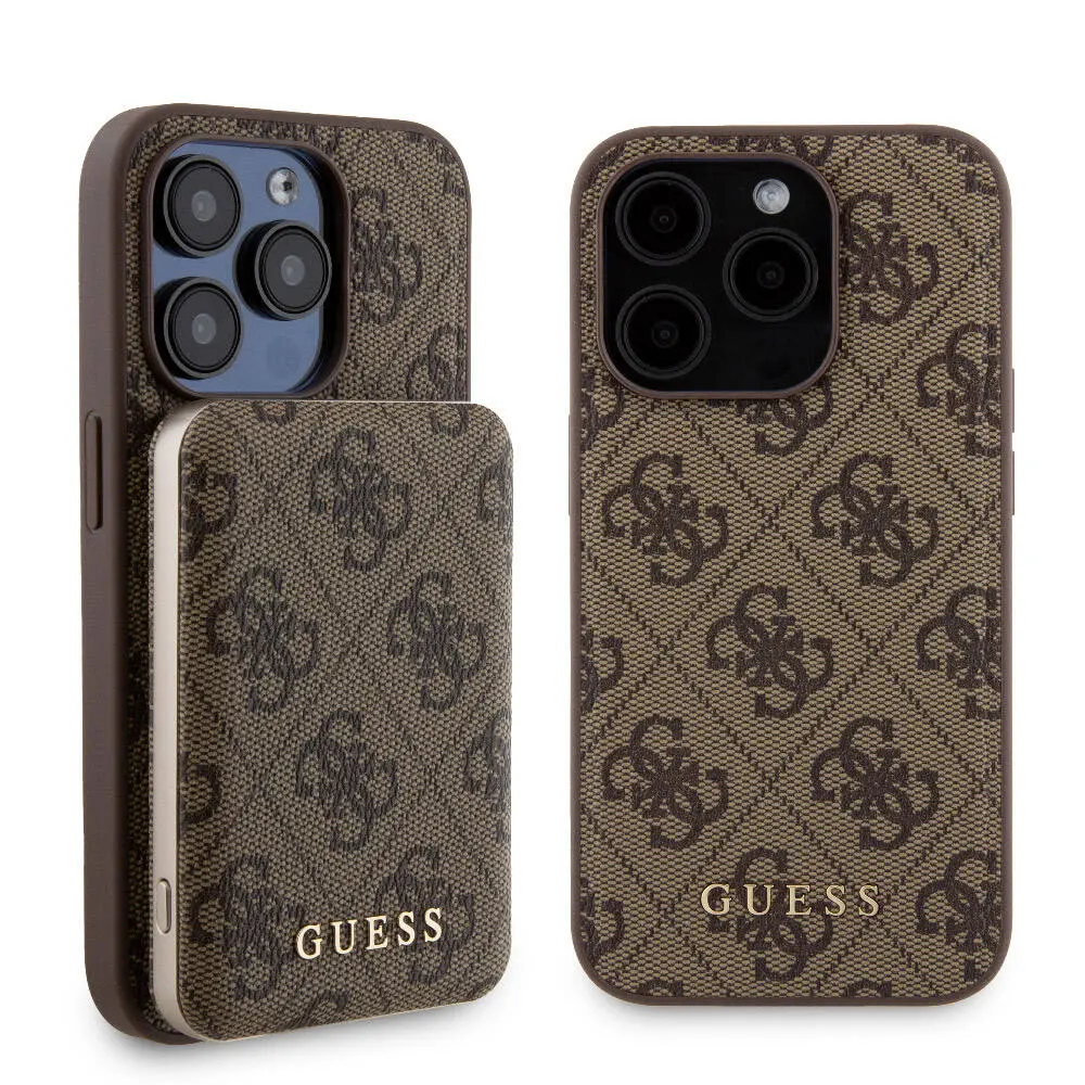 iPhone 14 Pro MagSafe Uyumlu Kılıf - Guess 4G Desenli, Powerbank Hediyeli