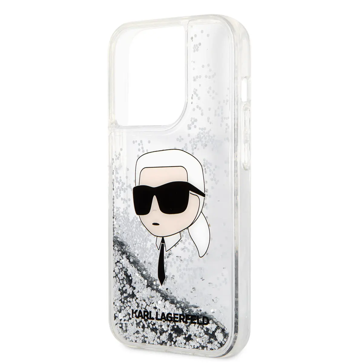 iPhone 14 Pro Max Sıvılı Simli Karl Head Desenli Kılıf - Karl Lagerfeld