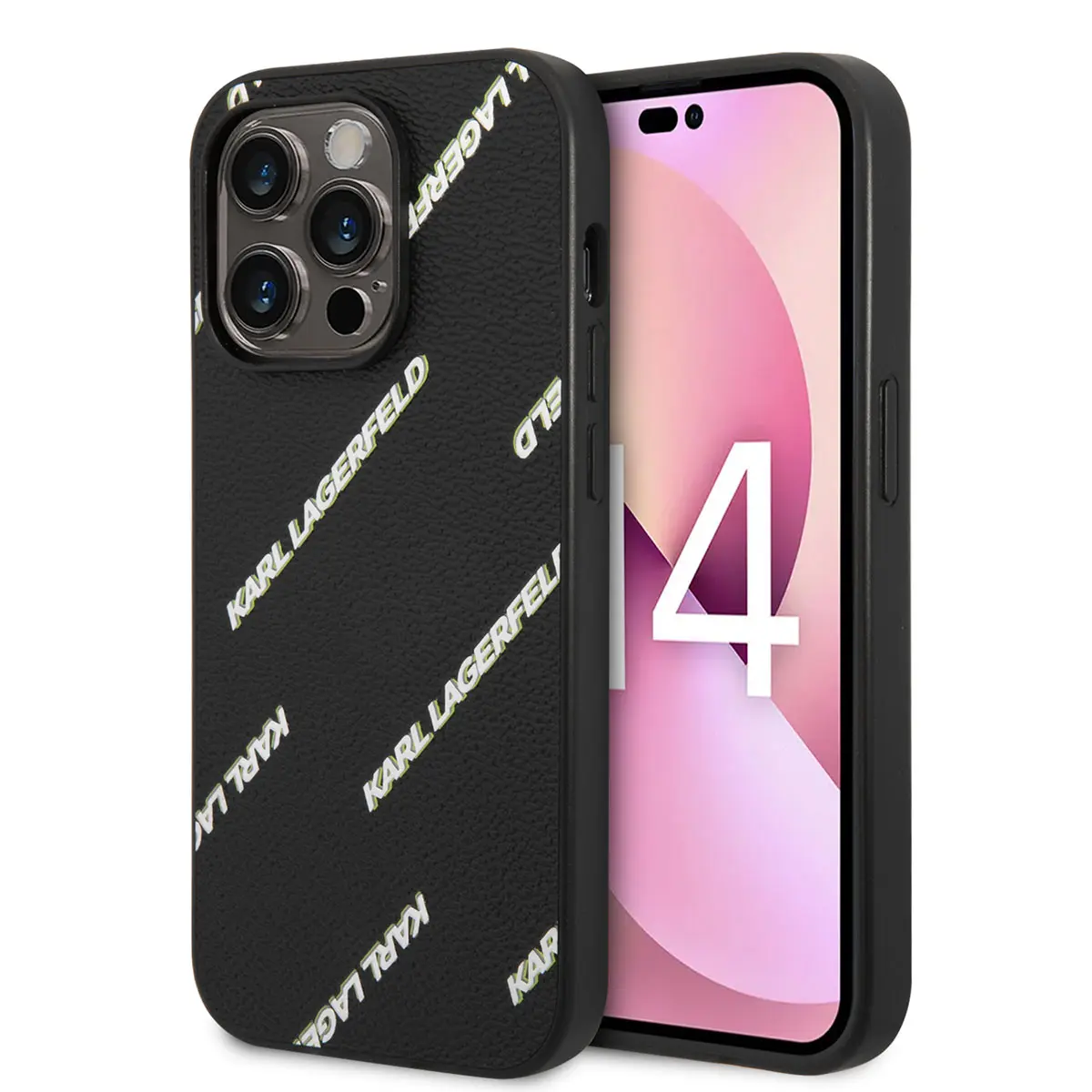 iPhone 14 Pro Max Suni Deri Logolu Kılıf - Karl Lagerfeld