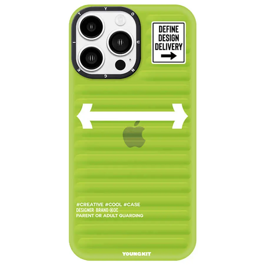 iPhone 14 Pro Max Kılıf, Tırtıklı Yüzeyli Darbe Emici Kapak - YoungKit Luggage FireFly