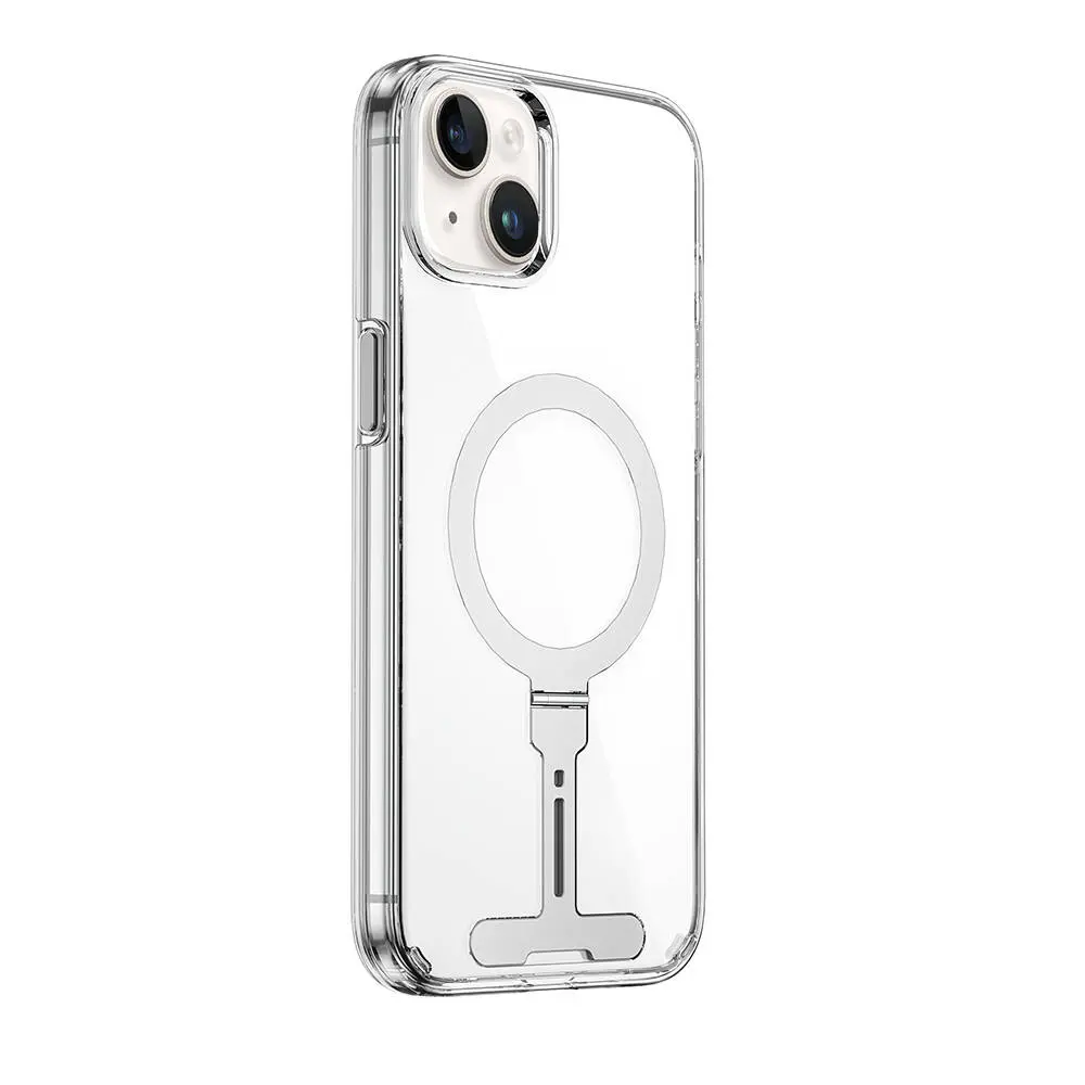 iPhone 15 Plus MagSafe Uyumlu Şeffaf Kılıf, Metal Standlı - Wiwu FYY-014