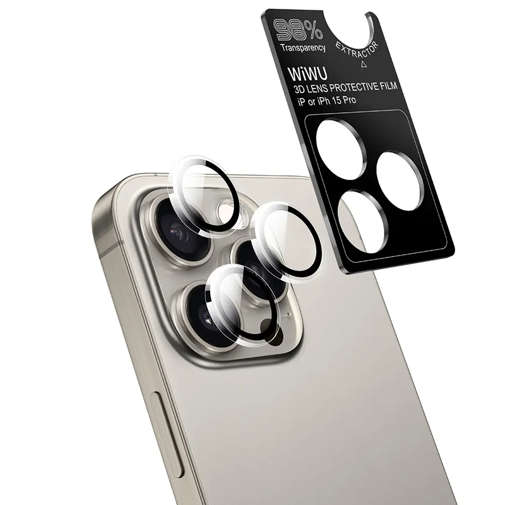 iPhone 15 Pro Şeffaf Kılıf, Ekran ve Kamera Koruyucu 3'ü 1 Arada Set - Wiwu Wi-IP001