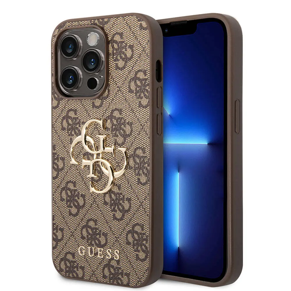iPhone 15 Pro PU Deri Desenli Kılıf, 4G Metal Logo - Guess