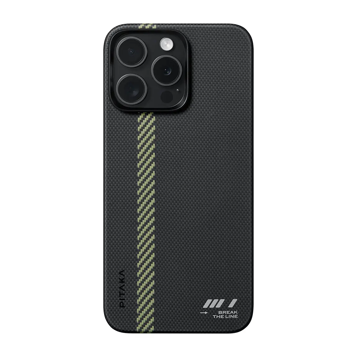 iPhone 15 Pro MagSafe Uyumlu Aramid Fiber Kılıf - Pitaka Tactile Woven Break The Line