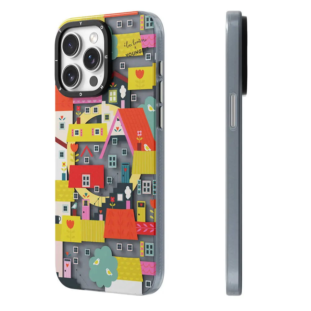 iPhone 15 Pro MagSafe Uyumlu Kılıf - Youngkit Colorful Life Bee Brown