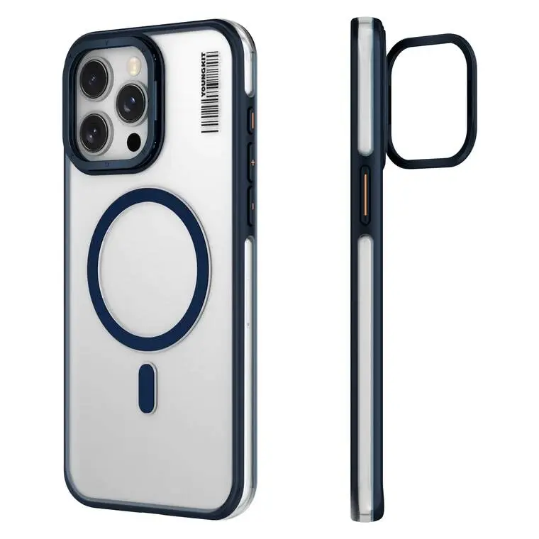iPhone 15 Pro MagSafe Uyumlu Şeffaf Kılıf - Youngkit Crystal Grid