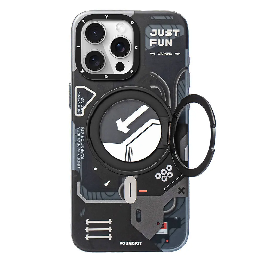 iPhone 15 Pro MagSafe Uyumlu 360° Standlı Kılıf - Youngkit Starship