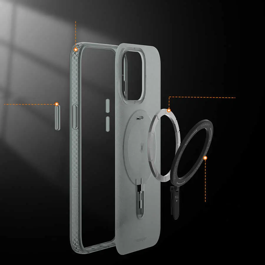 iPhone 15 Pro MagSafe Uyumlu Şeffaf Kılıf - Youngkit Rock Serisi