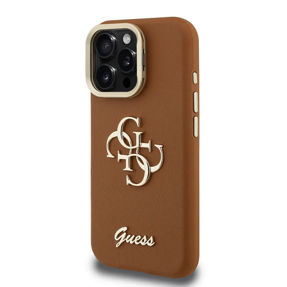 iPhone 15 Pro Max Kamera Standlı Kılıf - Guess Grained Logolu