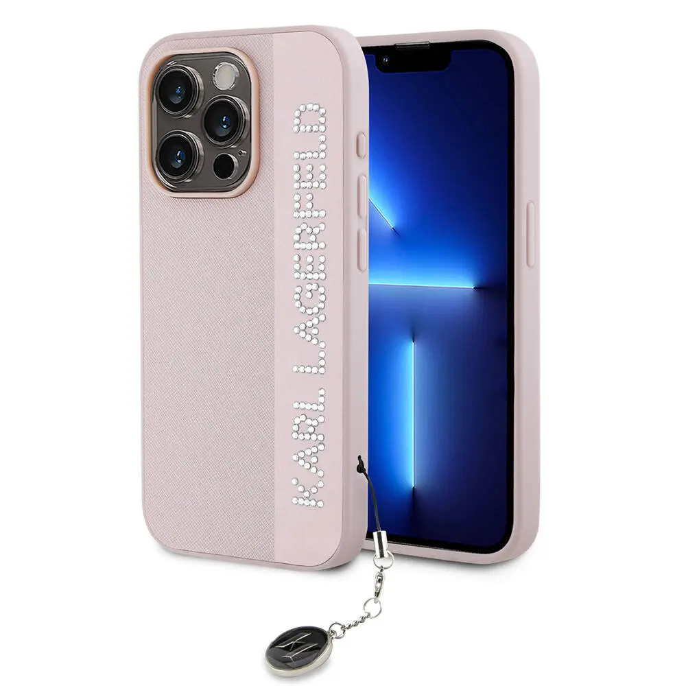 iPhone 15 Pro Max Uyumlu Taşlı Saffiano Kılıf - Karl Lagerfeld KL
