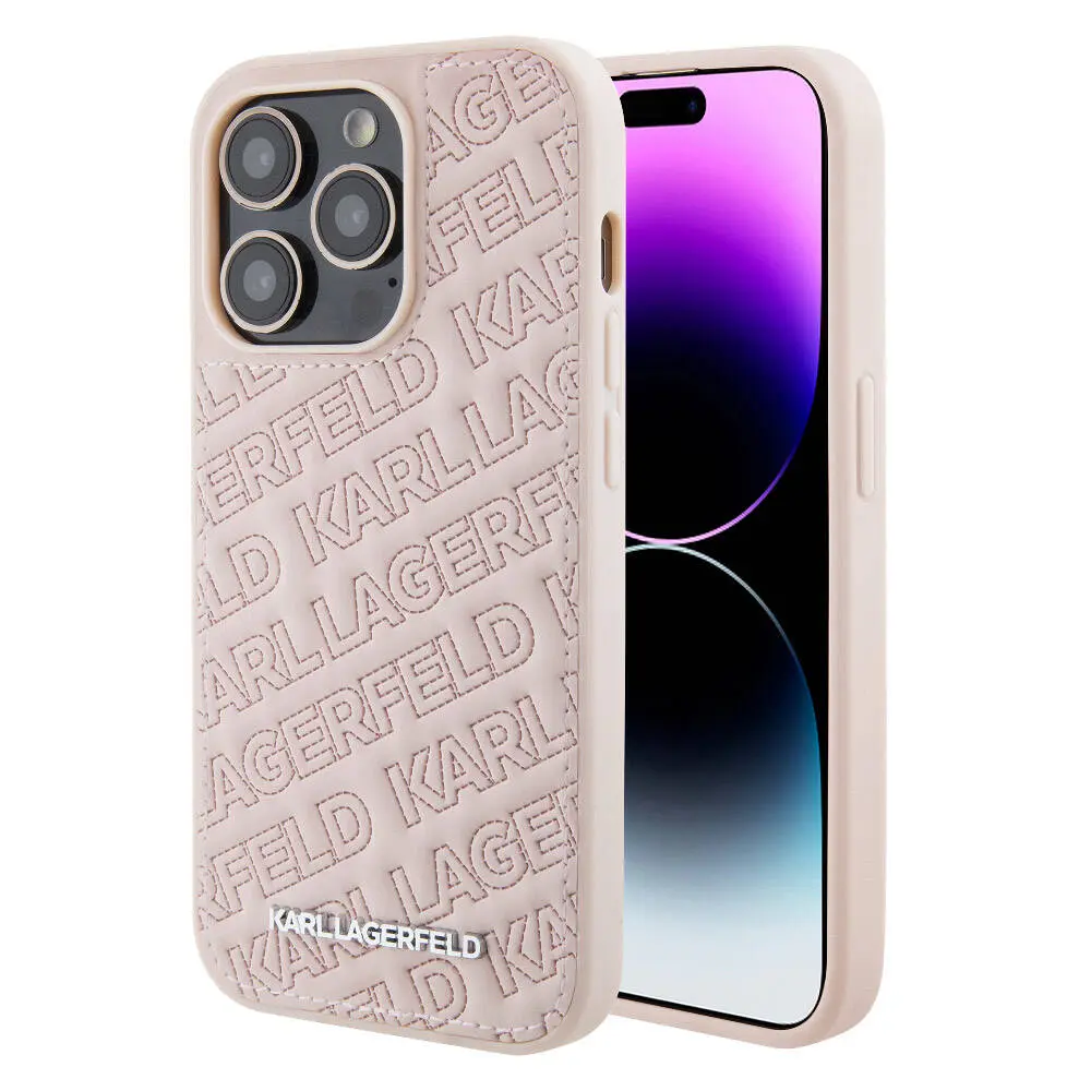 iPhone 15 Pro Max Dikişli Logolu Kapitone Kılıf - Karl Lagerfeld