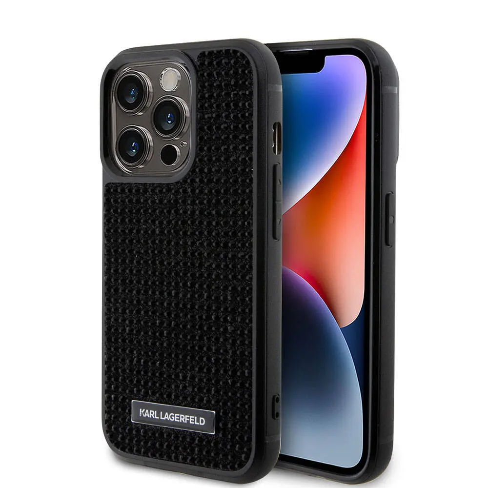 iPhone 15 Pro Max Taşlı Metal Logo Kılıf - Karl Lagerfeld Lisanslı
