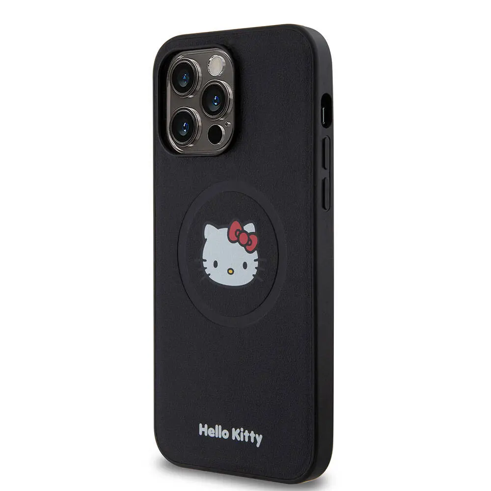 iPhone 15 Pro Max MagSafe Uyumlu Deri Kılıf - Hello Kitty Kitty Head