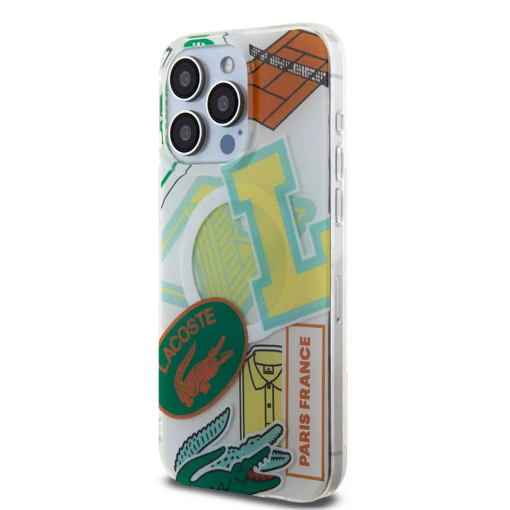 iPhone 15 Pro Max MagSafe Uyumlu Yamalar Desenli Kılıf - Lacoste