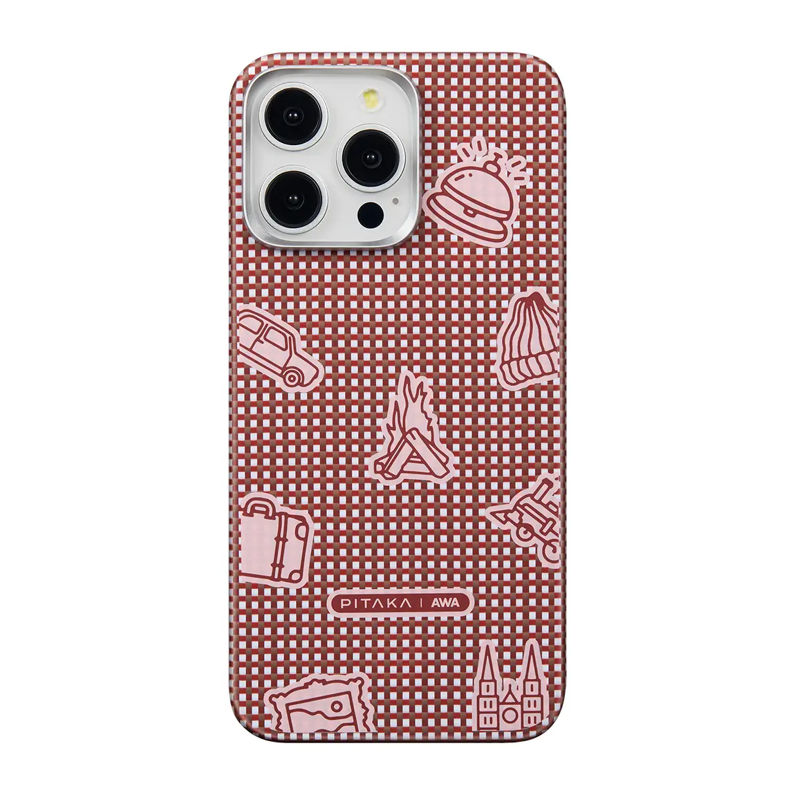 iPhone 15 Pro Max MagSafe Uyumlu Aramid Fiber Kılıf - Pitaka Ultra-Slim Classic Bonfire