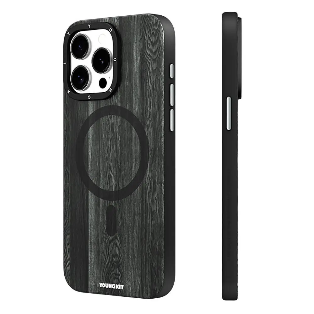 iPhone 15 Pro Max MagSafe Uyumlu Sararmaya Dayanıklı Kılıf - Youngkit Wood Forest