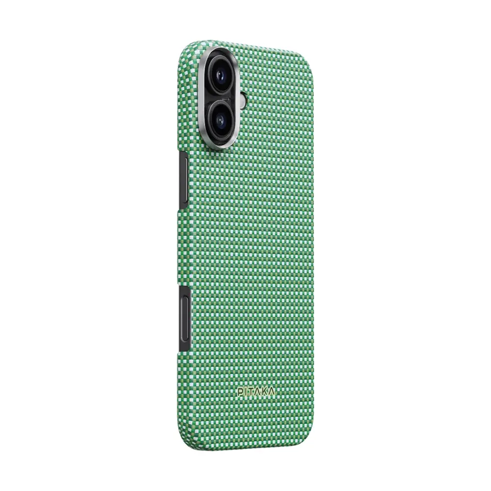 iPhone 16 MagSafe Uyumlu Aramid Fiber Kılıf - Pitaka Ultra-Slim Classic Forest Green