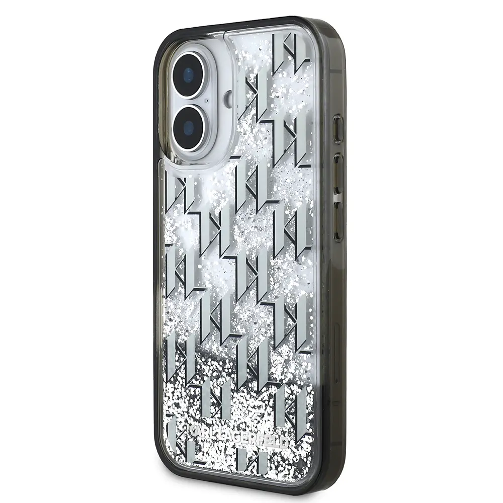 iPhone 16 Kılıf, Lisanslı Simli KL Monogram Gradient Kapak - Karl Lagerfeld