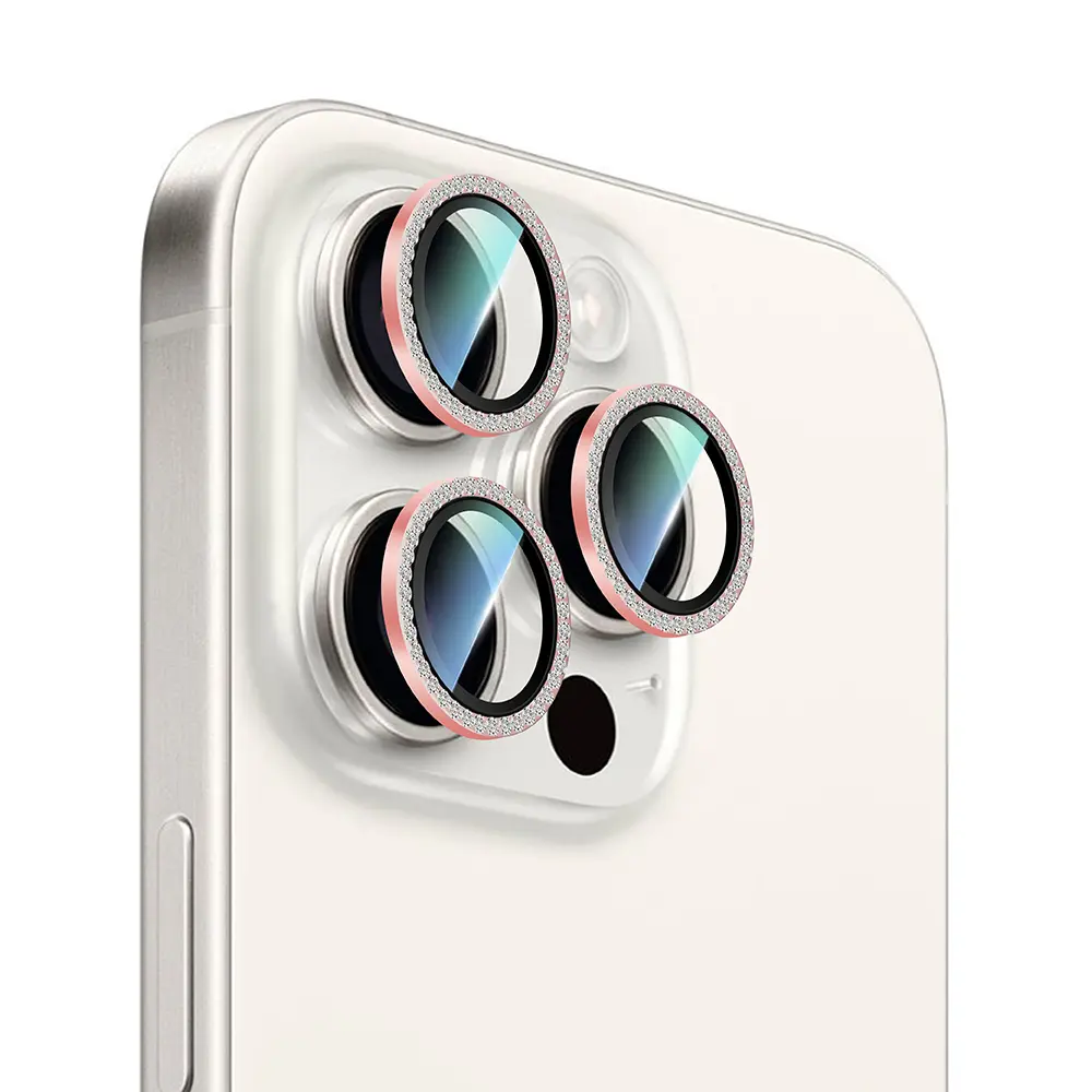 iPhone 16 Pro Taşlı Kamera Lens Koruyucu - CaseWorld Alloy Sparkling Diamond