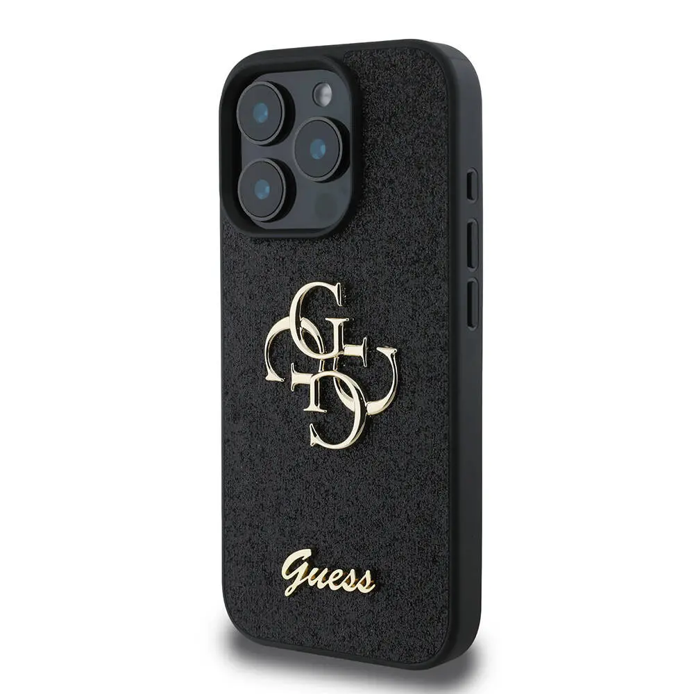 iPhone 16 Pro Kılıf, 4G Büyük Metal Logolu Glitter Kapak - Guess
