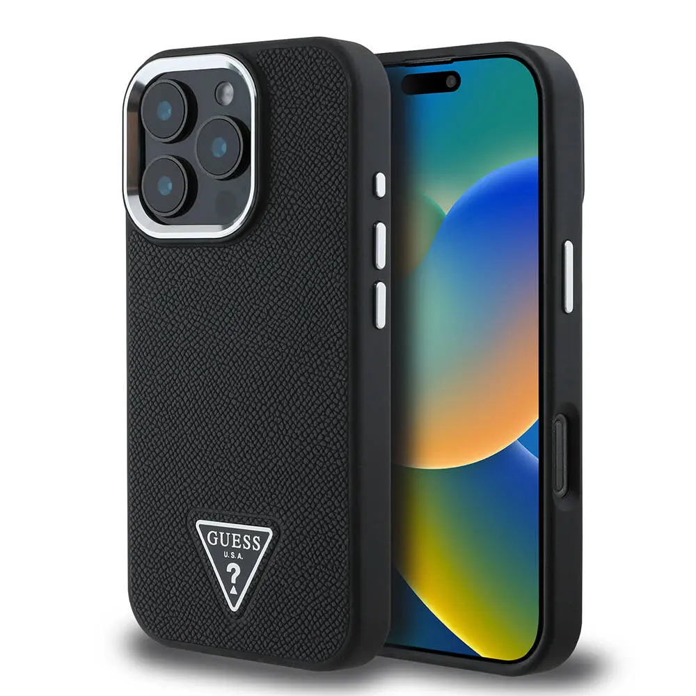 iPhone 16 Pro MagSafe Uyumlu Grained Triangle Kılıf - Guess