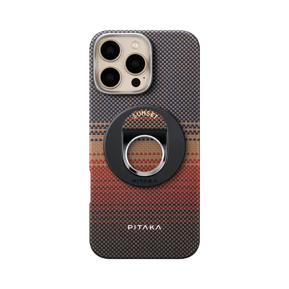 iPhone 16 Pro MagSafe Uyumlu Aramid Fiber Kılıf - Pitaka Tactile Woven Sunset