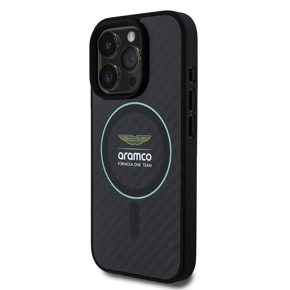 iPhone 16 Pro Max MagSafe Uyumlu Kılıf - Aston Martin Lisanslı Karbon Tasarım