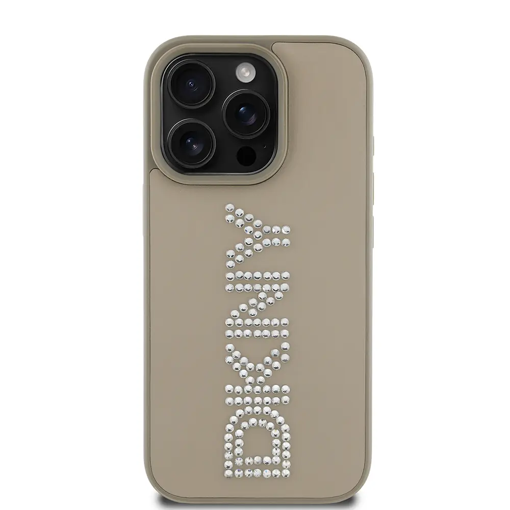iPhone 16 Pro Max Taşlı Metalik PU Deri Kılıf - DKNY Lisanslı