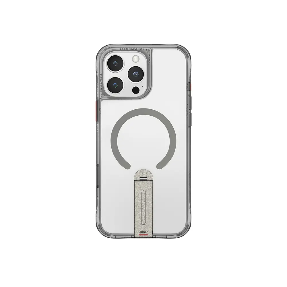 iPhone 16 Pro Max MagSafe Uyumlu 360° Standlı Şeffaf Kılıf - Skinarma Helix