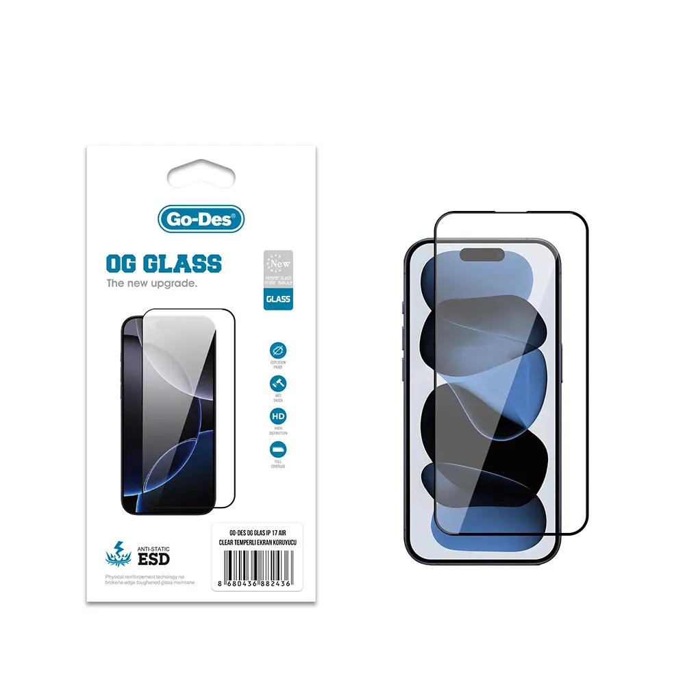 iPhone 17 Air Antistatik Temperli Cam Ekran Koruyucu - Go Des OG Glass