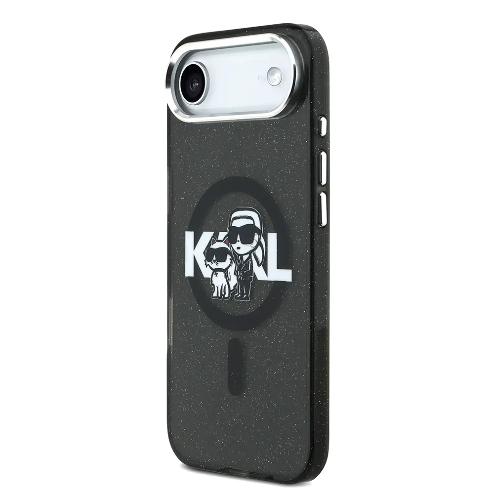 iPhone 17 Air Kılıf, Parlayan Simli Karl & Choupette Sketch Logo - Karl Lagerfeld