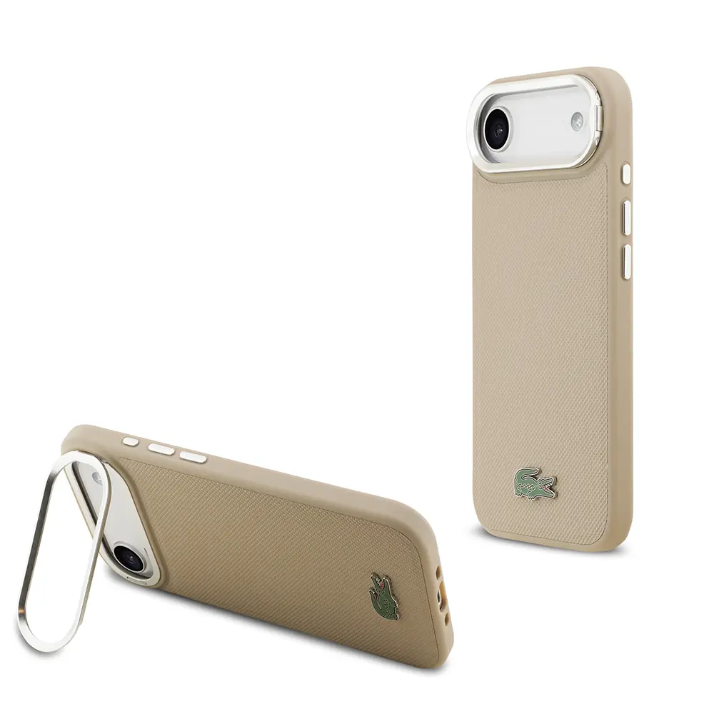 iPhone 17 Air MagSafe Uyumlu Standlı Kılıf - Lacoste PU Pike Desenli