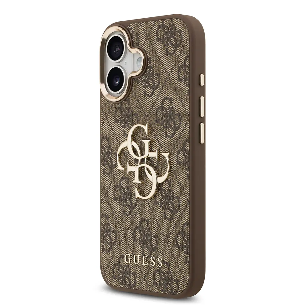 iPhone 17 Gold Metal Kamera Çerçeveli 4G Desenli Kılıf - Guess