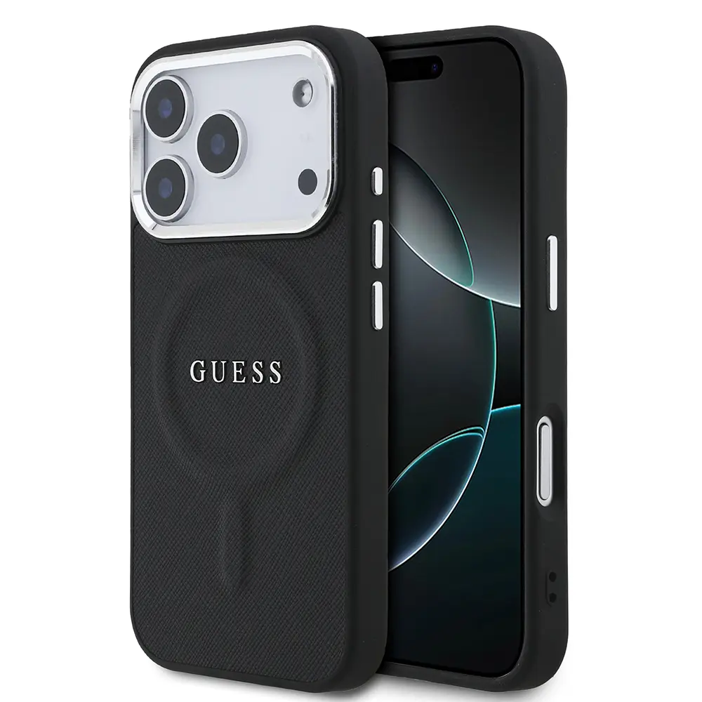 iPhone 17 Pro MagSafe Uyumlu PU Deri Kılıf - Guess Klasik Logolu