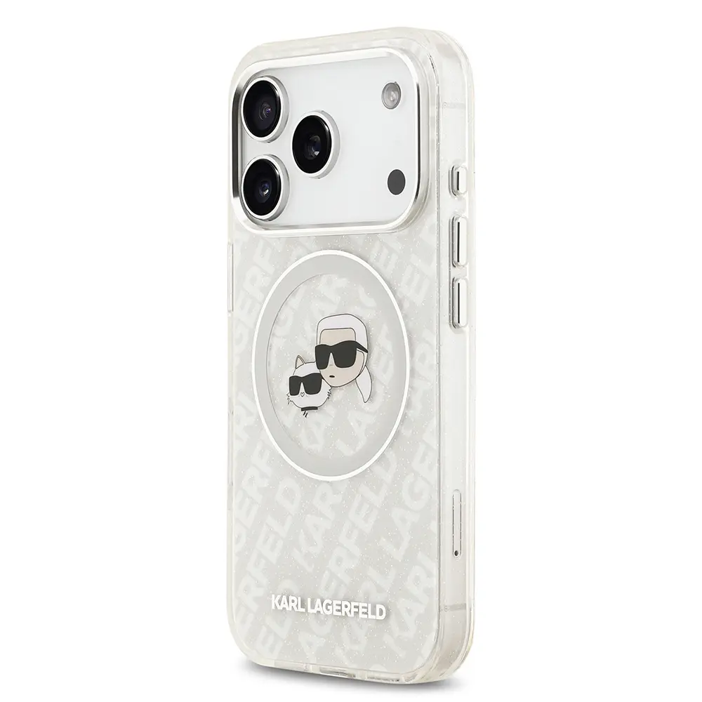 iPhone 17 Pro Kılıf, Parlayan Simli Karl & Choupette Tasarımlı - Karl Lagerfeld