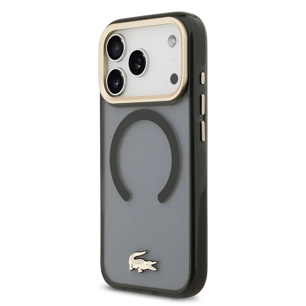 iPhone 17 Pro MagSafe Uyumlu Şeffaf Kılıf - Lacoste Gold Timsah Logolu