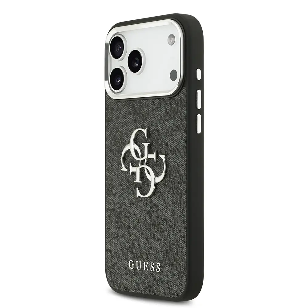 iPhone 17 Pro Max Lisanslı Kılıf, Gümüş Metal Kamera Çerçeveli - Guess 4G