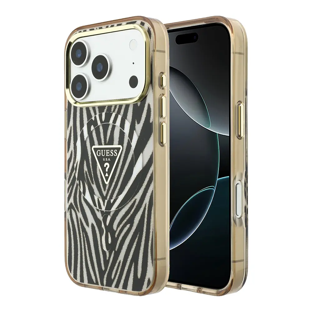 iPhone 18 Pro MagSafe Uyumlu Zebra Desenli Silikon Kılıf - Guess