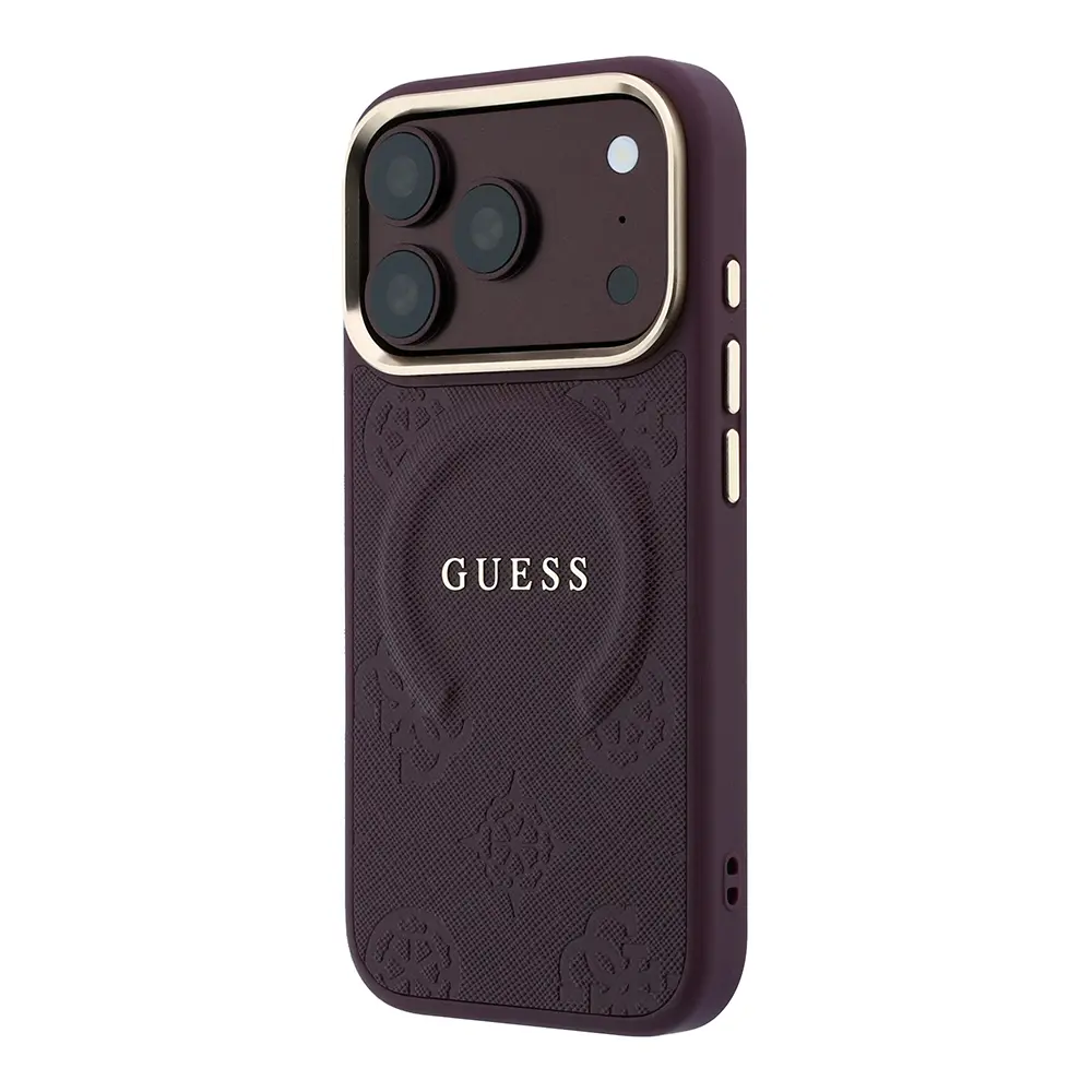 iPhone 18 Pro MagSafe Uyumlu PU Deri Kılıf - Guess Peony