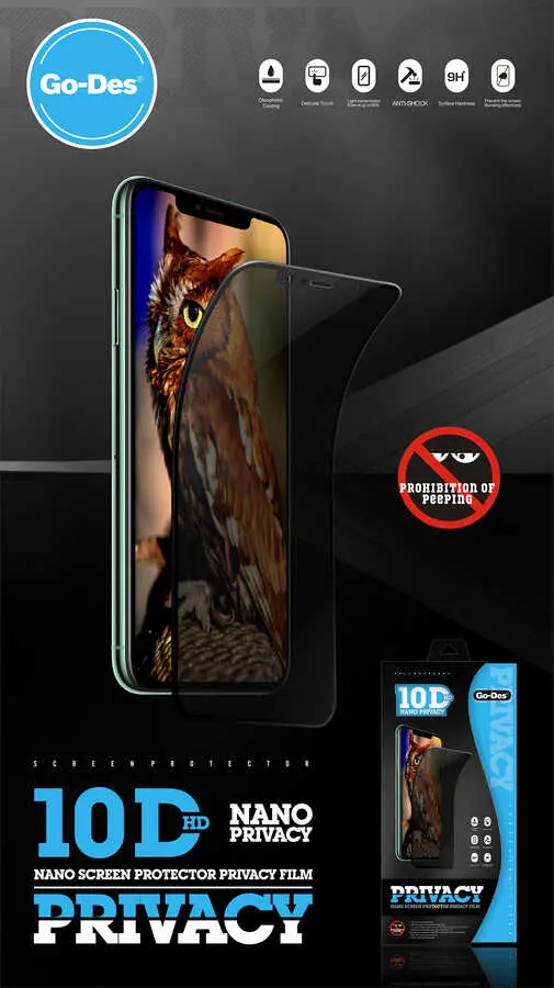 iPhone 12 Go Des Privacy Ekran Koruyucu, Hayalet Gizlilik Filmi
