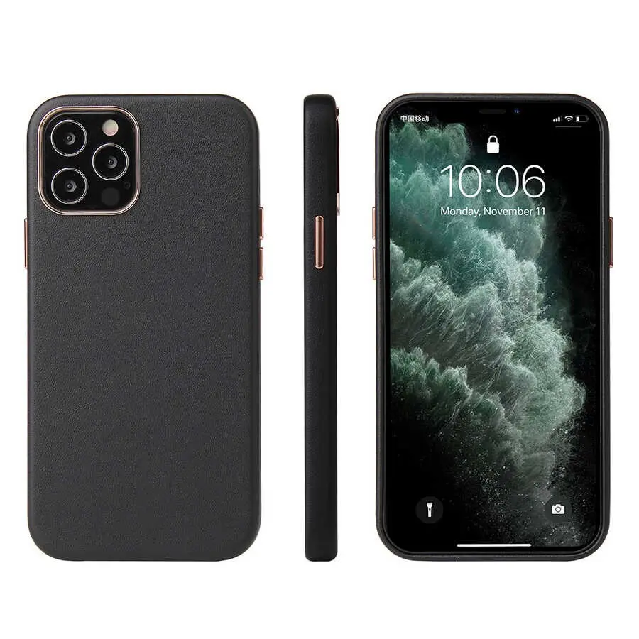 iPhone 12 Pro Max Deri Kılıf, Kablosuz Şarj Uyumlu - Zore Eyzi