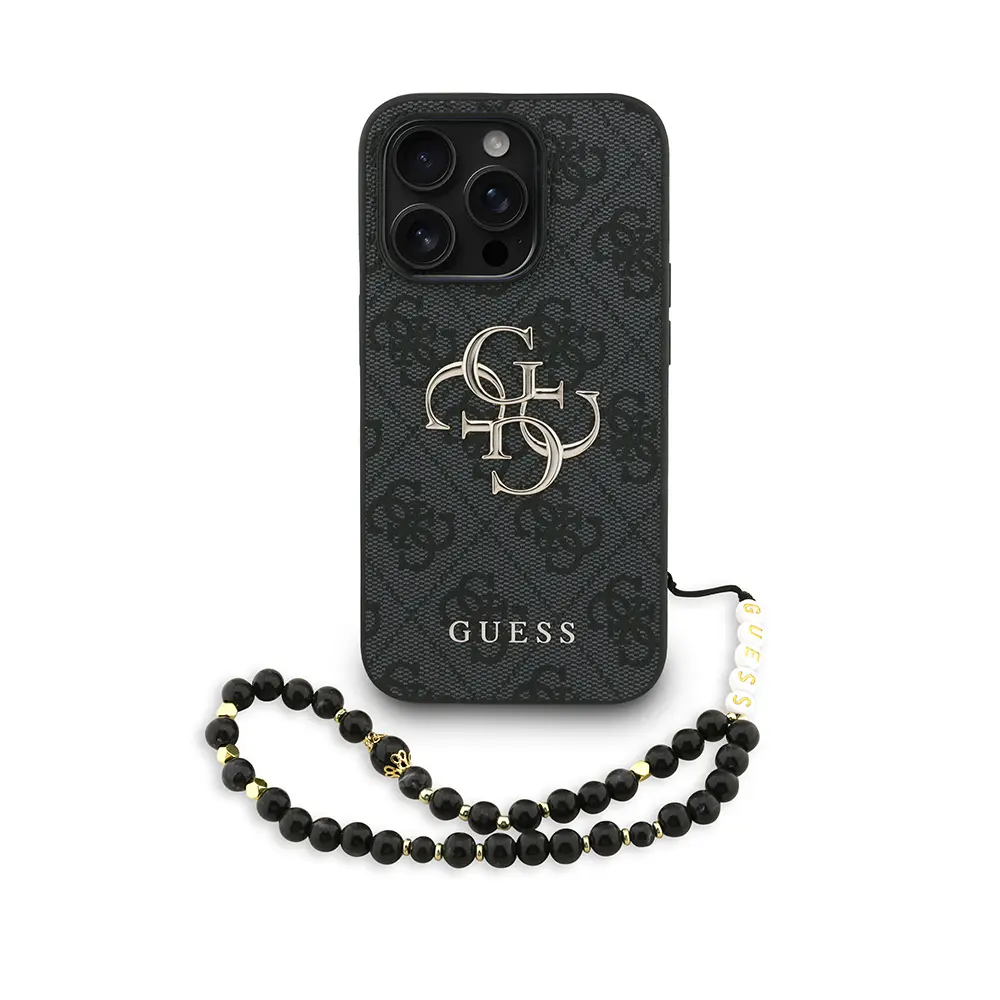 iPhone 13 Pro Max PU Deri Kılıf, Bilek Askı İpli - Guess 4G Logolu
