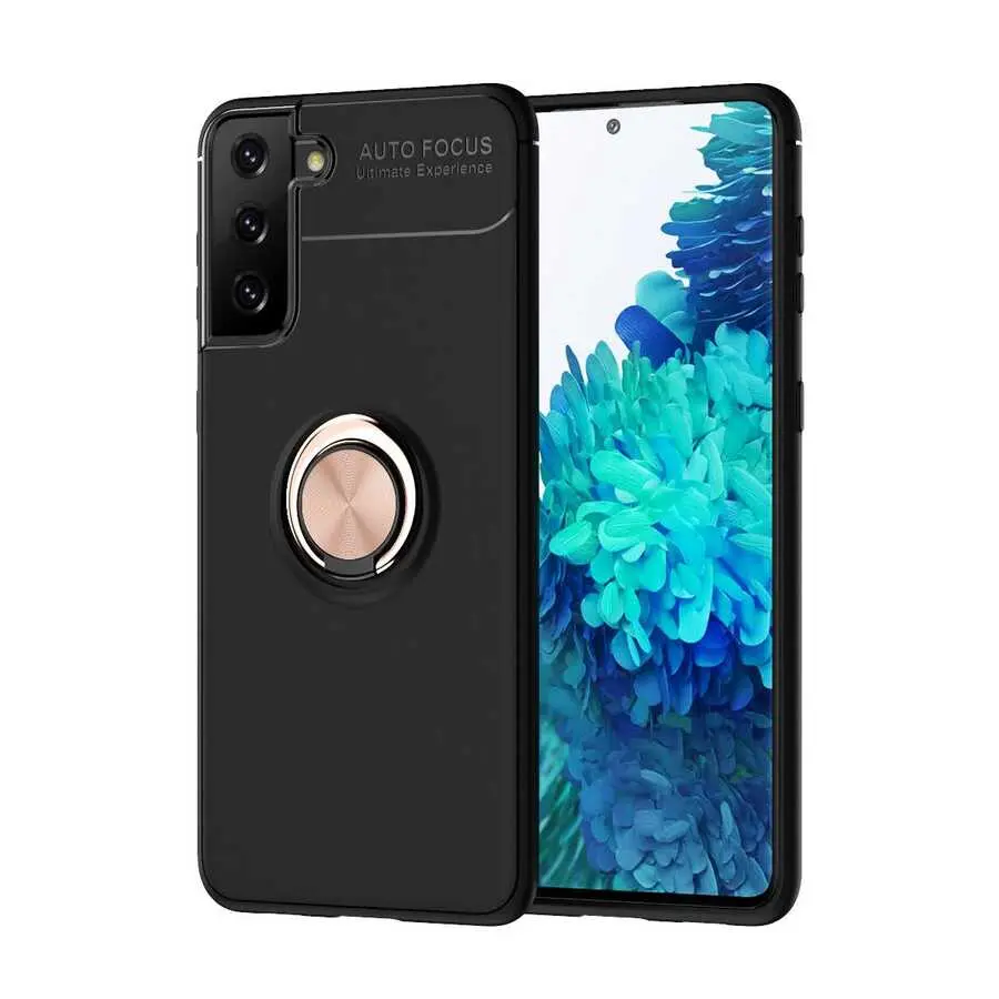 Galaxy S21 Yüzüklü Silikon Kılıf, Manyetik ve Standlı - Zore Ravel