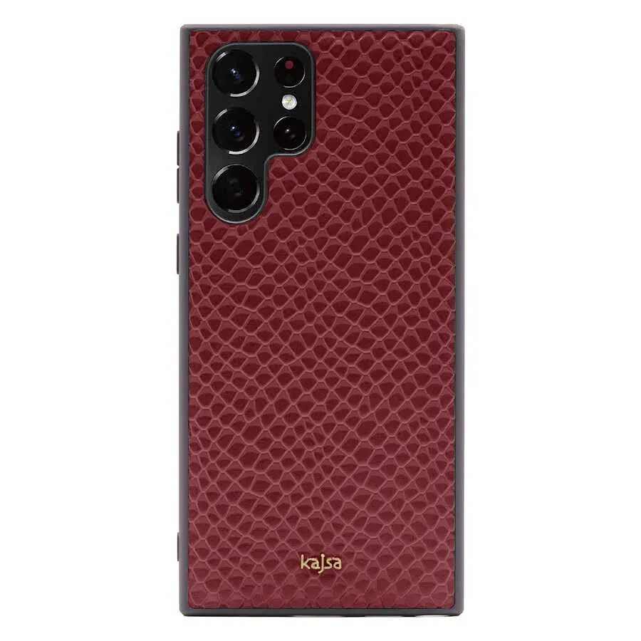 Galaxy S22 Ultra Hakiki Deri Kılıf, Pearl Pattern - Kajsa